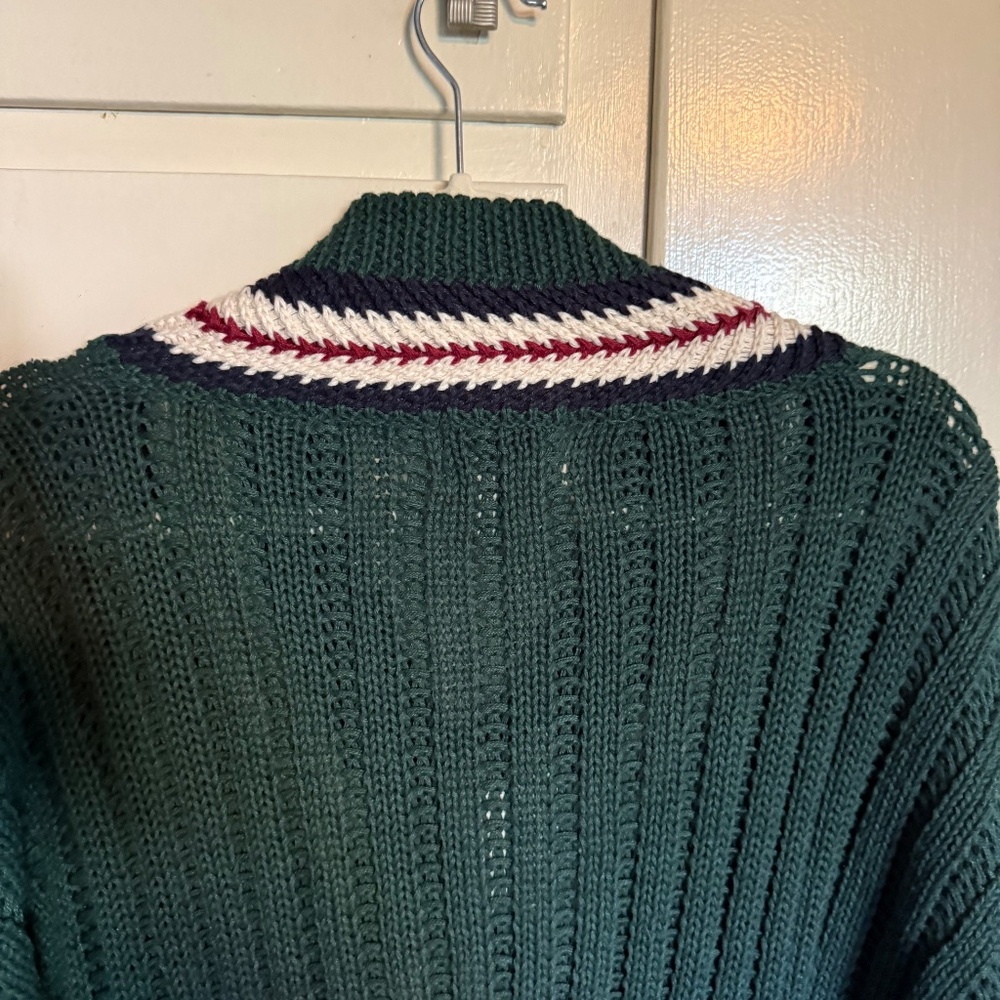 NWT Vintage Weekends Green Cable Knit V Neck Variety Sweater Size XL Deadstock - Picture 8 of 11